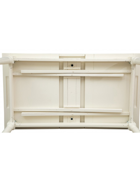 Mesa extensível country em madeira maciça de lima com acabamento branco antigo 160x90x80 cm. Feito na Itália