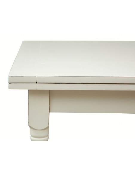 Mesa extensível country em madeira maciça de lima com acabamento branco antigo 180x90x80 cm. Feito na Itália
