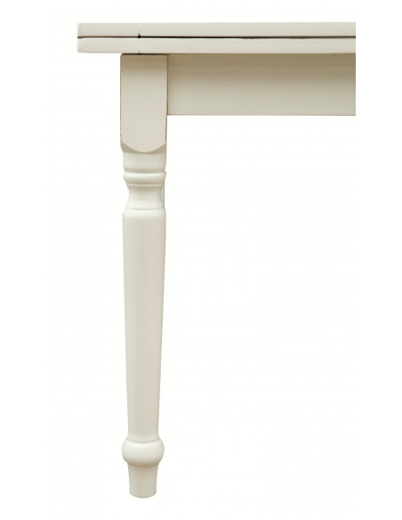 Mesa extensível country em madeira maciça de lima com acabamento branco antigo 180x90x80 cm. Feito na Itália