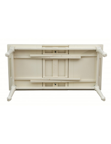 Mesa extensível country em madeira maciça de lima com acabamento branco antigo 180x90x80 cm. Feito na Itália
