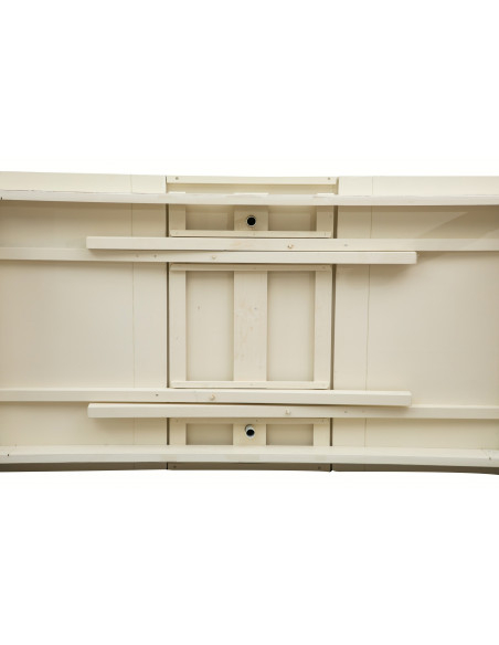 Mesa extensível country em madeira maciça de lima com acabamento branco antigo 180x90x80 cm. Feito na Itália