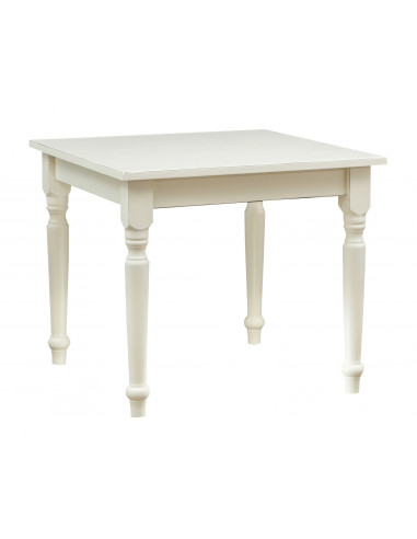 Country-style solid lime wood antiqued white finish W90xDP90xH78 cm sized table. Made in Italy