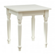 Country style solid lime wood antiqued white finish W70xDP70xH78 cm sized table. Made in Italy