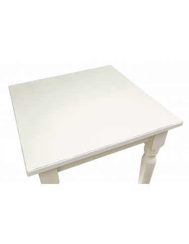 Mesa de campo em madeira maciça com acabamento branco 70x70x78 cm. Feito em Itália Mesa de campo em madeira maciça com acabamento branco 70x70x78 cm. Feito em Itália