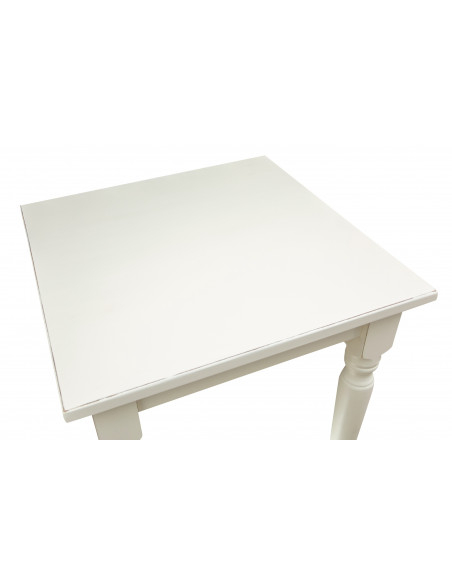 Mesa de campo em madeira maciça com acabamento branco 70x70x78 cm. Feito em Itália