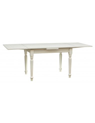 Tavolo Country allungabile in legno massello di tiglio finitura bianca anticata 120x80x80 cm. Made in Italy Tavolo Country allungabile in legno massello di tiglio finitura bianca anticata 120x80x80 cm. Made in Italy