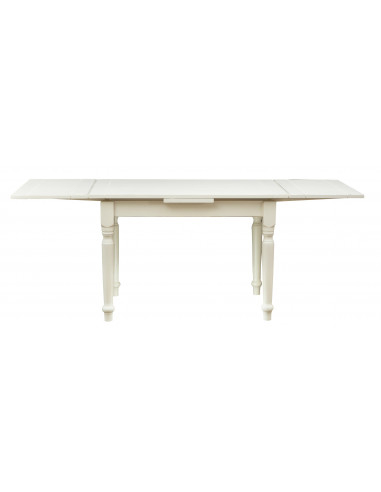 Tavolo Country allungabile in legno massello di tiglio finitura bianca anticata 120x80x80 cm. Made in Italy Tavolo Country allungabile in legno massello di tiglio finitura bianca anticata 120x80x80 cm. Made in Italy