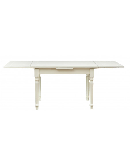 Tavolo Country allungabile in legno massello di tiglio finitura bianca anticata 120x80x80 cm. Made in Italy