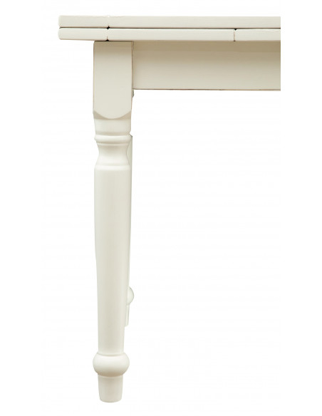 Mesa Country extensível em madeira maciça de lima com acabamento branco antigo de 120x80x80 cm. Feito na Itália