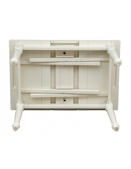Tavolo Country allungabile in legno massello di tiglio finitura bianca anticata 120x80x80 cm. Made in Italy