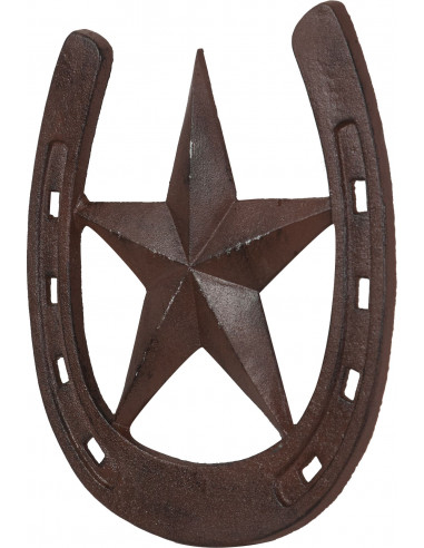 Ferradura de ferro fundido W31,5xDP1xH29,5 cm com acabamento ferrugem antigo