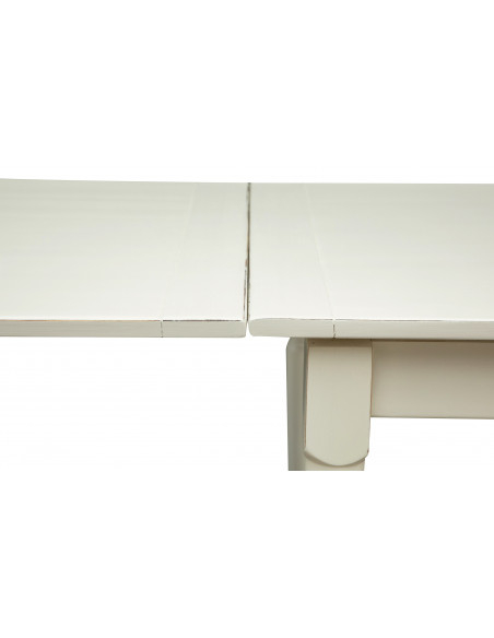 Mesa Country extensível em madeira maciça de lima com acabamento branco antigo 200x90x80 cm. Feito na Itália
