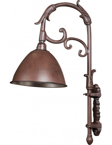 Candeeiro de parede em ferro fundido não eletrificado L42xDP27,5xH60 cm com acabamento ferrugem antigo
