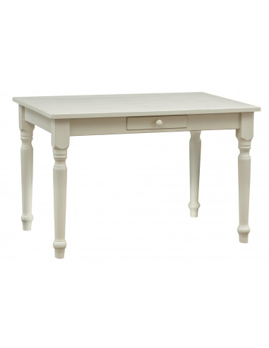 Country-style solid lime wood antiqued white finish W120XDP80XH80 cm sized writing table. Made in Italy