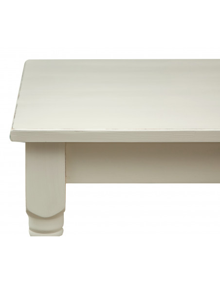 Tavolo scrittoio Country in legno massello di tiglio finitura bianca anticata 120x80x80 cm. Made in Italy