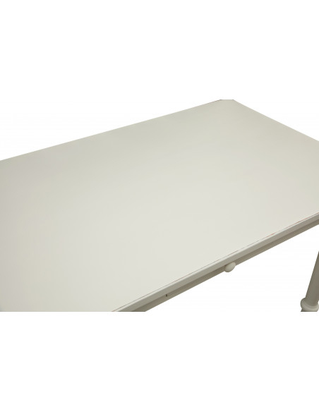 Tavolo scrittoio Country in legno massello di tiglio finitura bianca anticata 120x80x80 cm. Made in Italy