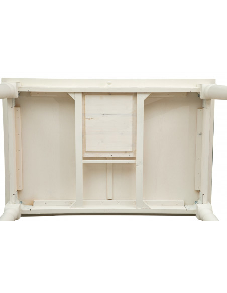 Tavolo scrittoio Country in legno massello di tiglio finitura bianca anticata 120x80x80 cm. Made in Italy