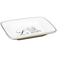 Porta saponetta svuota tasche  in porcellana bianca decorata "Le Bain Paris" L15xPR11xH7 cm