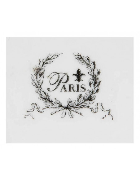 Porta saponetta svuota tasche  in porcellana bianca decorata "Le Bain Paris" L15xPR11xH7 cm
