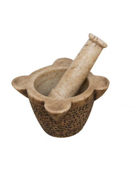 MORTAIO COMPLETO DI PESTELLO IN MARMO L19XPR19XH18 CM