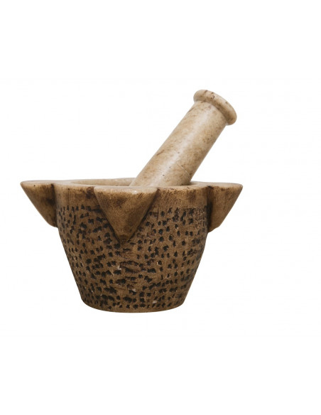 MORTAIO COMPLETO DI PESTELLO IN MARMO L19XPR19XH18 CM