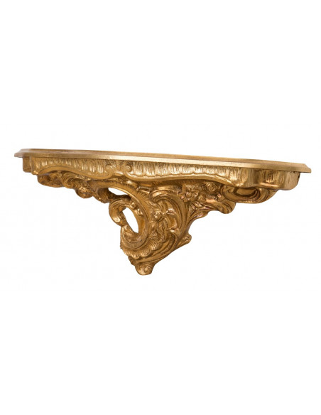 MENSOLA A MURO IN LEGNO FINITURA FOGLIA ORO ANTICATO L19XPR19XH52 CM
