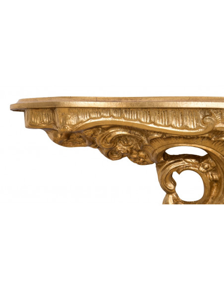 MENSOLA A MURO IN LEGNO FINITURA FOGLIA ORO ANTICATO L19XPR19XH52 CM