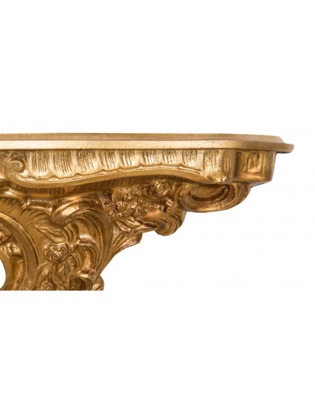 MENSOLA A MURO IN LEGNO FINITURA FOGLIA ORO ANTICATO L19XPR19XH52 CM