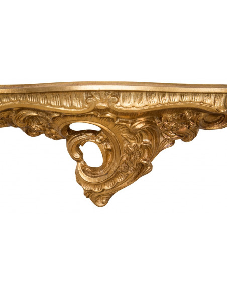 MENSOLA A MURO IN LEGNO FINITURA FOGLIA ORO ANTICATO L19XPR19XH52 CM