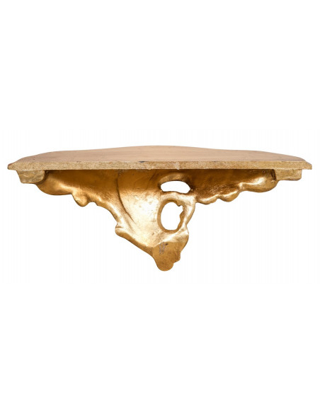 MENSOLA A MURO IN LEGNO FINITURA FOGLIA ORO ANTICATO L19XPR19XH52 CM
