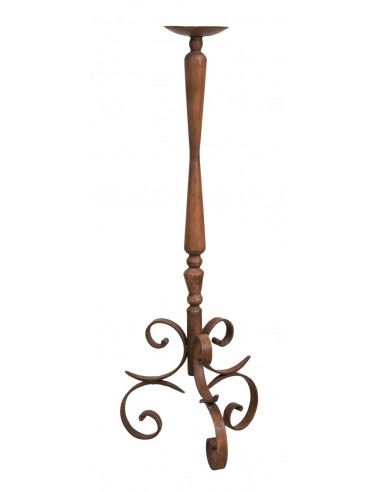 CANDELIERE A PIANTANA  IN FERRO BATTUTO LAVORATO A MANO L27XPR27XH82  CM