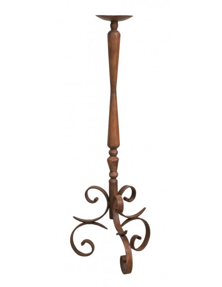 CANDELIERE A PIANTANA  IN FERRO BATTUTO LAVORATO A MANO L27XPR27XH82  CM