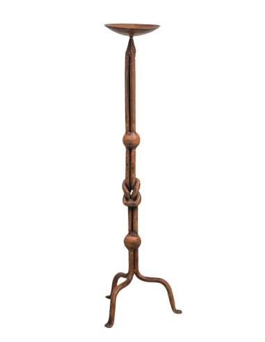 CANDELIERE A PIANTANA  IN FERRO BATTUTO LAVORATO A MANO L19XPR19XH64 CM