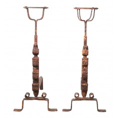 COPPIA ALARI IN FERRO FORGIATO A MANO L64xPR29xH69 CM  2