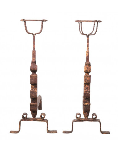 COPPIA ALARI IN FERRO FORGIATO A MANO L64xPR29xH69 CM  COPPIA ALARI IN FERRO FORGIATO A MANO L64xPR29xH69 CM