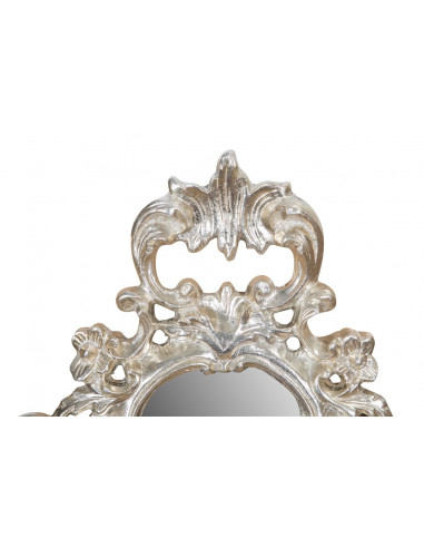 SPECCHIERA DA PARETE IN LEGNO FINITURA FOGLIA ARGENTO ANTICATO L42xPR4xH62CM. MADE IN ITALY SPECCHIERA DA PARETE IN LEGNO FINITURA FOGLIA ARGENTO ANTICATO L42xPR4xH62CM. MADE IN ITALY