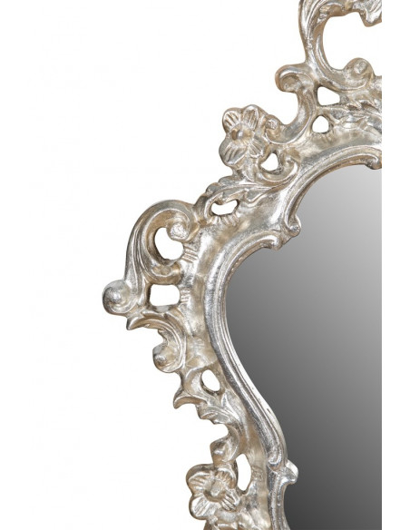 SPECCHIERA DA PARETE IN LEGNO FINITURA FOGLIA ARGENTO ANTICATO L42xPR4xH62CM. MADE EM ITÁLIA
