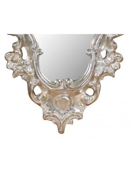 SPECCHIERA DA PARETE IN LEGNO FINITURA FOGLIA ARGENTO ANTICATO L42xPR4xH62CM. MADE EM ITÁLIA