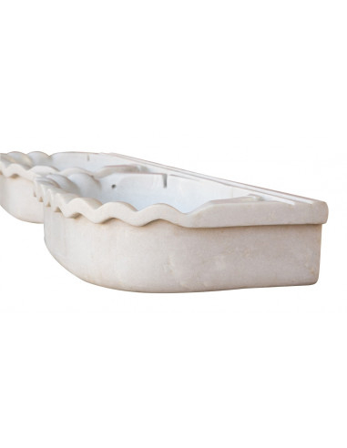 LAVABO A DUE BUCHE  IN MARMO BIANCO L30XPR15XH41 CM LAVABO A DUE BUCHE  IN MARMO BIANCO L30XPR15XH41 CM