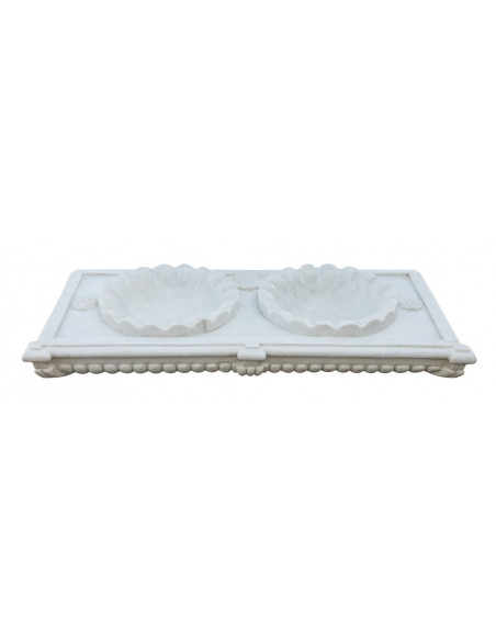 Lavabo de mármore branco de dois buracos L130xPR56xH15 cm