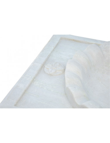 Lavabo de mármore branco de dois buracos L130xPR56xH15 cm Lavabo de mármore branco de dois buracos L130xPR56xH15 cm