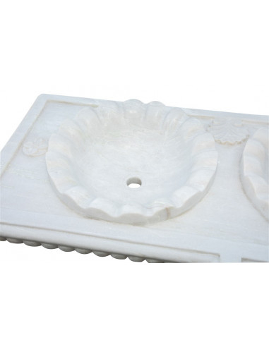 Lavabo de mármore branco de dois buracos L130xPR56xH15 cm Lavabo de mármore branco de dois buracos L130xPR56xH15 cm