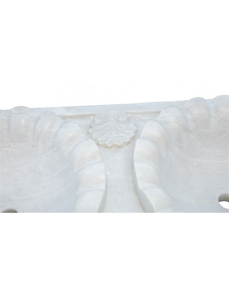 Lavabo a due buche merlettate in marmo bianco L130xPR56xH15 cm