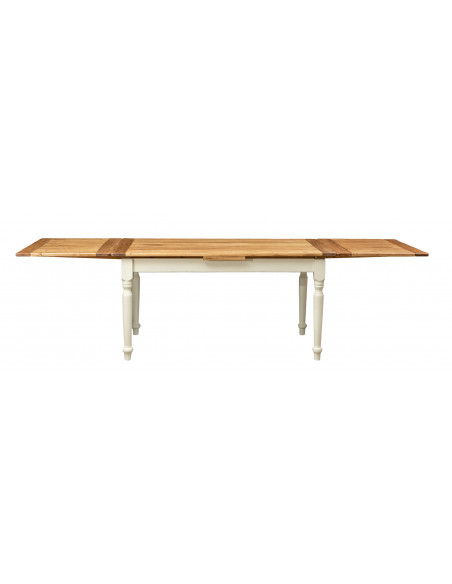 Extendable craft table Country Made in Italy in white-natural solid wood. View completely open