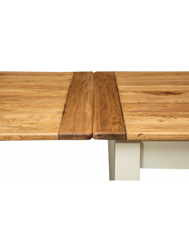 Extendable craft table Country Made in Italy in white-natural solid wood. Detail with open extension Extendable craft table Country Made in Italy in white-natural solid wood. Detail with open extension