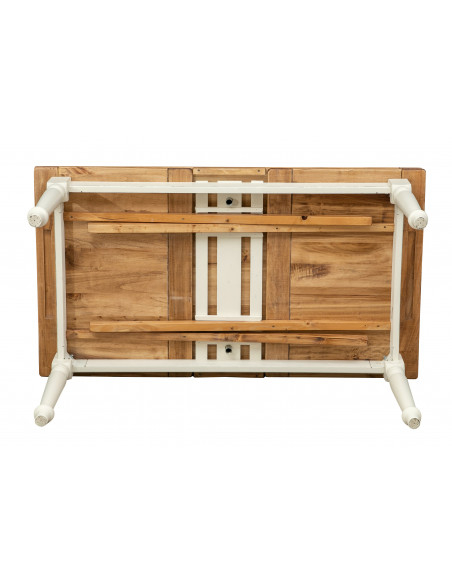 Tavolo allungabile Country legno massello di tiglio con struttura bianca anticata e piano finitura naturale 160x90x80 Made Italy