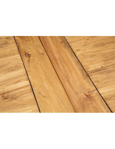 Tavolo bianco-naturale  in legno massello con due allunghe laterali. Particolare del piano con allunga aperta. Made in Italy