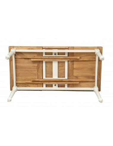 Tavolo bianco-naturale  in massello con due allunghe laterali. Veduta della struttura. Made in Italy Tavolo bianco-naturale  in massello con due allunghe laterali. Veduta della struttura. Made in Italy