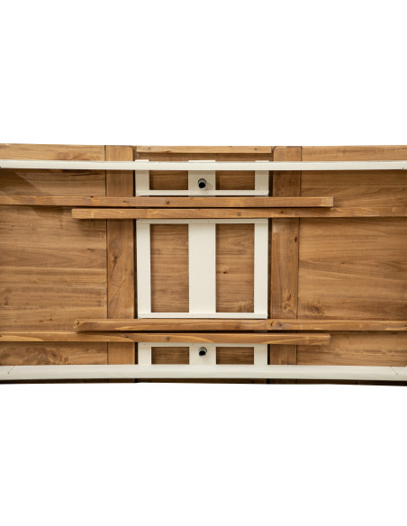 Tavolo allungabile Country in legno massello di tiglio struttura bianca anticata piano finitura naturale 180x90x80 Made Italy