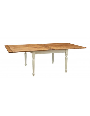 Tavolo allungabile a libro Country in legno massello di tiglio struttura bianca anticata piano naturale 120x120x80 Made in Italy Tavolo allungabile a libro Country in legno massello di tiglio struttura bianca anticata piano naturale 120x120x80 Made in Italy